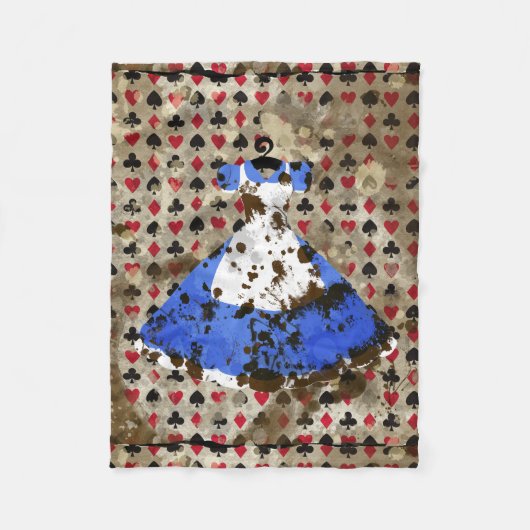 不思議の国のアリス動揺してなパターン フリースブランケット (正面)