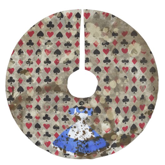 不思議の国のアリス動揺してなパターン ブラッシュドポリエステルツリースカート (正面)