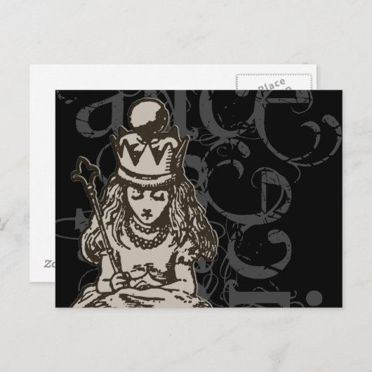 不思議の国のアリス女王グランジアリス独身の(Alice in Wonderland Queen Al ポストカード (正面/裏面)