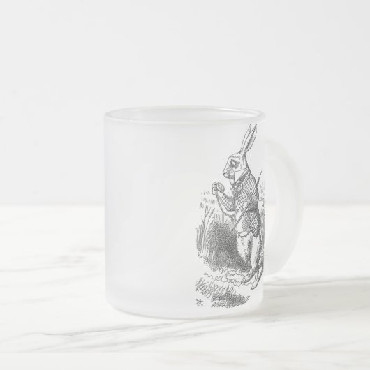 不思議の国のアリス白いウサギのヴィンテージ フロストグラスマグカップ (正面右)
