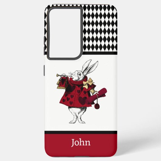 不思議の国のアリス白い赤うさぎとラッパ SAMSUNG GALAXYケース (裏面)