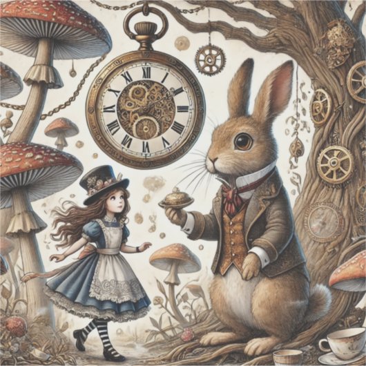 不思議の国のアリス白うさぎ茶芸 シール (正面)