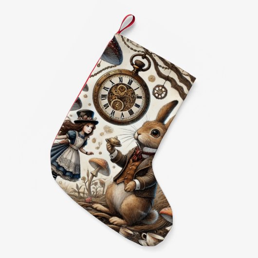 不思議の国のアリス白うさぎ茶芸 スモールクリスマスストッキング (正面 (吊り時))