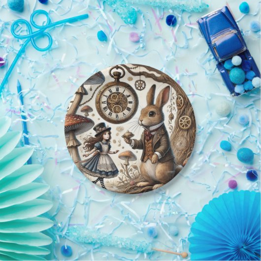 不思議の国のアリス白うさぎ茶芸 ペーパープレート (パーティー)