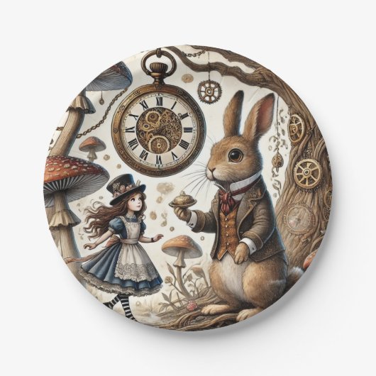 不思議の国のアリス白うさぎ茶芸 ペーパープレート (正面)