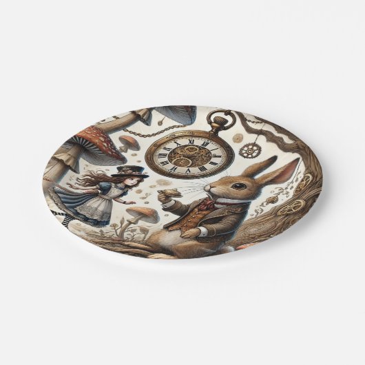 不思議の国のアリス白うさぎ茶芸 ペーパープレート (アングル)