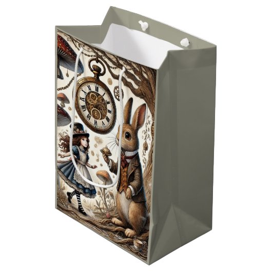 不思議の国のアリス白うさぎ茶芸 ミディアムペーパーバッグ (正面アングル)