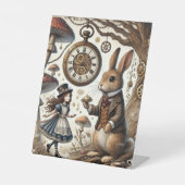 不思議の国のアリス白うさぎ茶芸 台座サイン (正面)