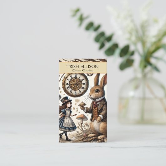 不思議の国のアリス白うさぎ茶芸 名刺 (スタンド正面)