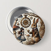 不思議の国のアリス白うさぎ茶芸 缶バッジ (正面&裏面)