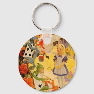 不思議の国のアリス絵画:バラ赤 キーホルダー