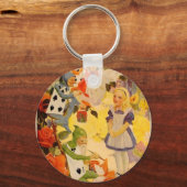 不思議の国のアリス絵画:バラ赤 キーホルダー (正面)