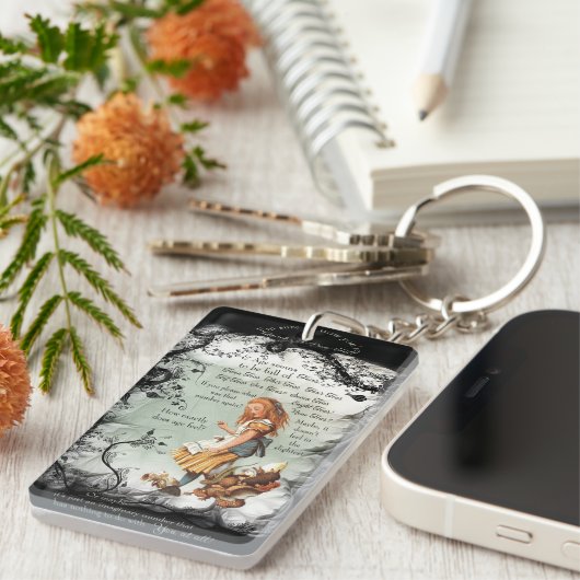 不思議の国のアリス茶の緑の黒 キーホルダー (正面右)