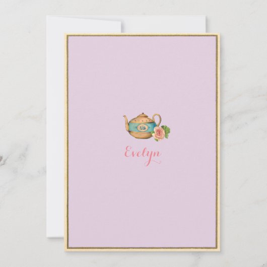 不思議の国のアリス誕生日の呼び出し紫 招待状 (裏面)