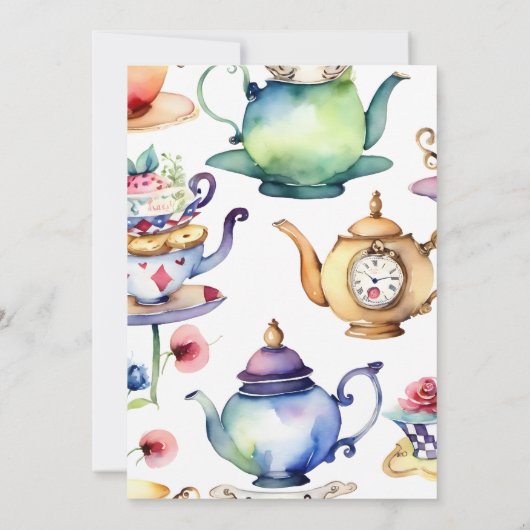 不思議の国のアリス赤ちゃんシャワー茶のパーティー 招待状 (裏面)