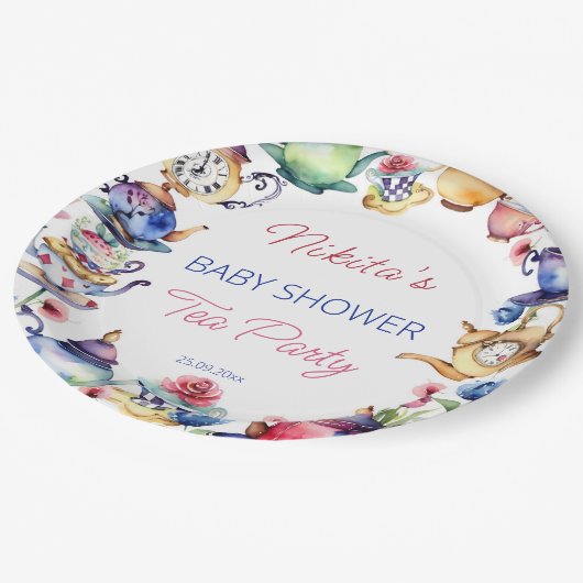 不思議の国のアリス赤ちゃんシャワー茶パーティー卓上戦争 ペーパープレート (アングル)