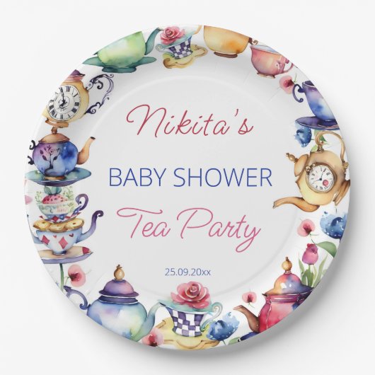 不思議の国のアリス赤ちゃんシャワー茶パーティー卓上戦争 ペーパープレート (正面)