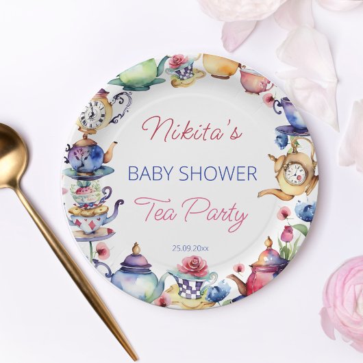 不思議の国のアリス赤ちゃんシャワー茶パーティー卓上戦争 ペーパープレート