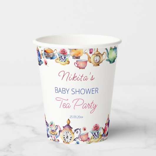 不思議の国のアリス赤ちゃんシャワー茶パーティー卓上戦争 紙コップ (正面)