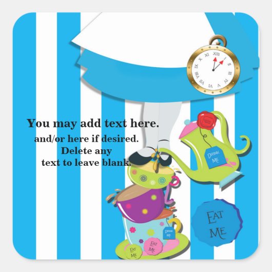 不思議の国のアリス風ティーカップパーティーシール スクエアシール (正面)