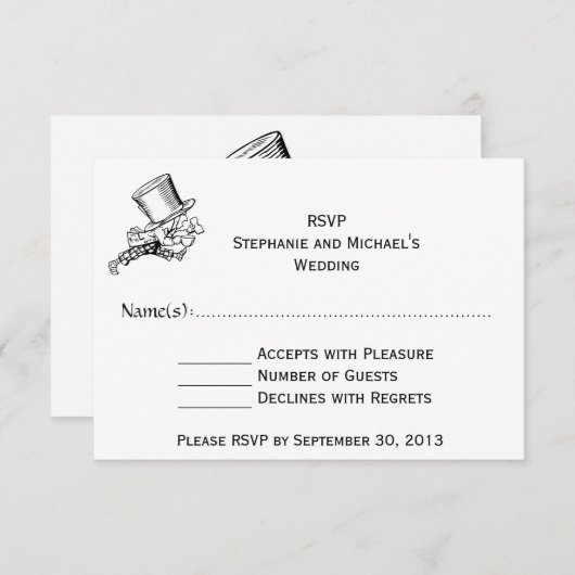 不思議の国のアリス２号　結婚式出欠確認 出欠カード (正面/裏面)