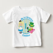 不思議の国のアリス1歳の誕生日かわいいパーソナライズされた ベビーTシャツ (正面)