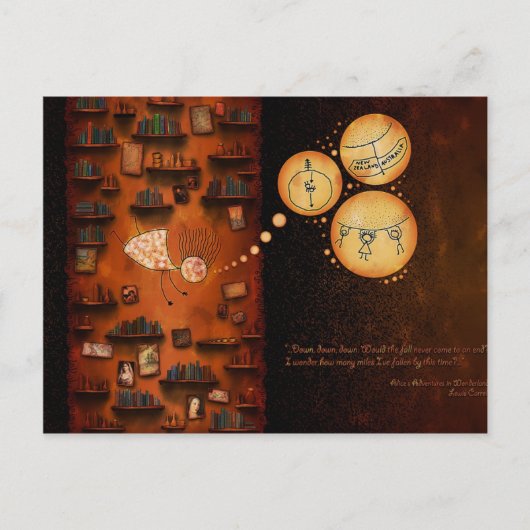 不思議の国のアリス – うさぎの穴を ポストカード (正面)