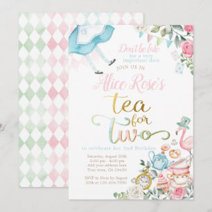 不思議の国のアリス、お茶で2歳の誕生日 招待状
