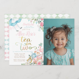 不思議の国のアリス、お茶で2歳の誕生日 招待状