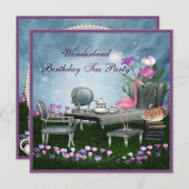 不思議の国のアリス　お誕生日お茶会 招待状 (正面/裏面)