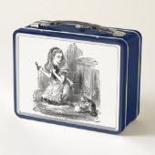 不思議の国のアリス、アリスと子猫 – 夢 メタルランチボックス (裏面)