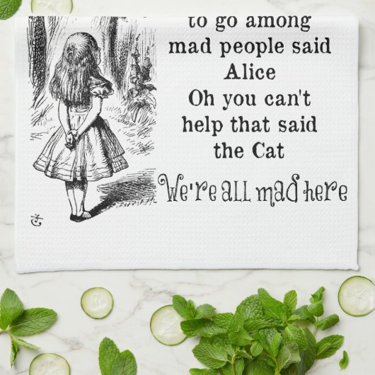 不思議の国のアリス; アリスを持つチェシャー猫 キッチンタオル (折り畳み)