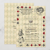 『不思議の国のアリス』ウェディング招待状 5x7 招待状 (正面/裏面)