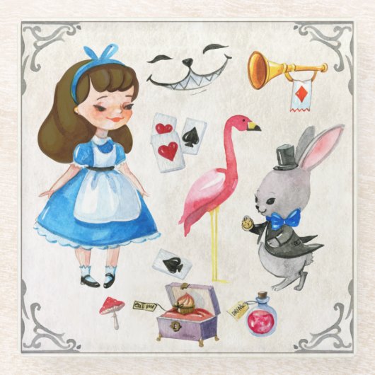 不思議の国のアリス ガラスコースター (正面)