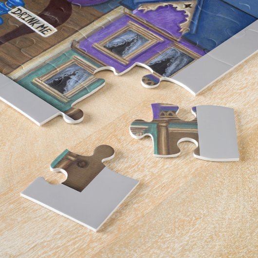 不思議の国のアリス&ダイナの猫とかわいいおとぎ話 ジグソーパズル (側面)