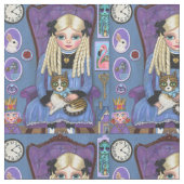 不思議の国のアリス&ダイナの猫とかわいいおとぎ話 ファブリック (クローズアップ)