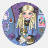 不思議の国のアリス&ダイナ猫かわいい童話 ラウンドシール (正面)