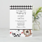 不思議の国のアリス チェック柄 ウェディング 招待状 (スタンド正面)