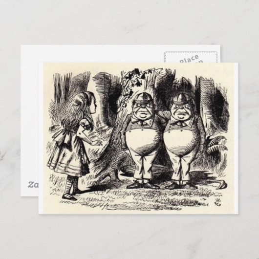 不思議の国のアリス:ディーとダムの回転 ポストカード (正面/裏面)