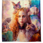 不思議の国のアリス |ドリーお洒落ミー猫好き シャワーカーテン (正面)