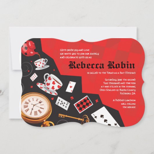 不思議の国のアリス バット・ミツバ祭 招待状 (正面)