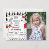 不思議の国のアリス バースデー招待状 1歳の誕生日 招待状 (正面)
