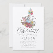 不思議の国のアリス　バースデー　ウォーターカラー　ヴィンテージ 招待状 (正面)