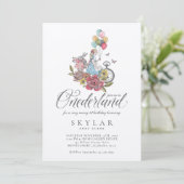 不思議の国のアリス　バースデー　ウォーターカラー　ヴィンテージ 招待状 (スタンド正面)