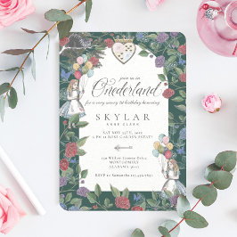 不思議の国のアリス　バースデー　ウォーターカラー　ヴィンテージ 招待状