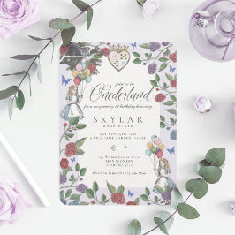 不思議の国のアリス　バースデー　ウォーターカラー　ヴィンテージ 招待状