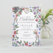 不思議の国のアリス　バースデー　ウォーターカラー　ヴィンテージ 招待状 (スタンド正面)