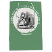 不思議の国のアリス パーティー - アリスと子猫 ミディアムペーパーバッグ (正面)