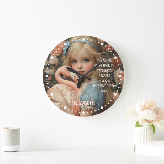 不思議の国のアリス ピンクのフラミンゴ ラージ壁時計 (ホーム)