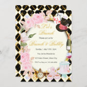 不思議の国のアリス ピンク フラワー ブランシュ 招待状 (正面/裏面)